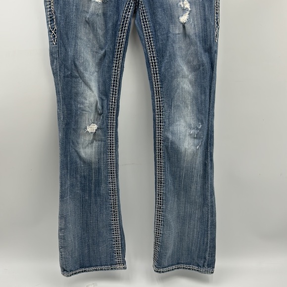 ROCK REVIVAL WOMEN SIZE 26x30 DONNA BOOTCUT JEANS DISTRESSED DENIM JEANS BLUE - Picture 7 of 14